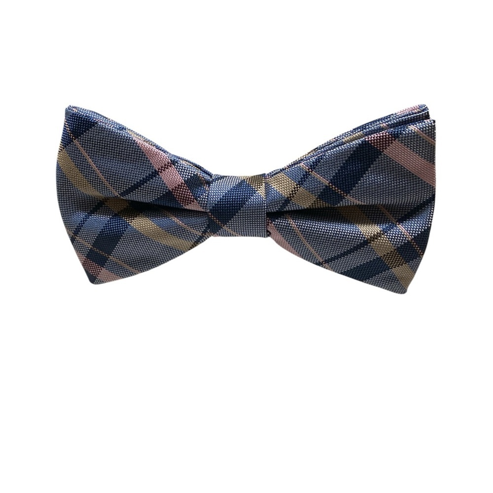 Mens Bow Tie Blue & Pink Plaid. - Picture 4 of 4